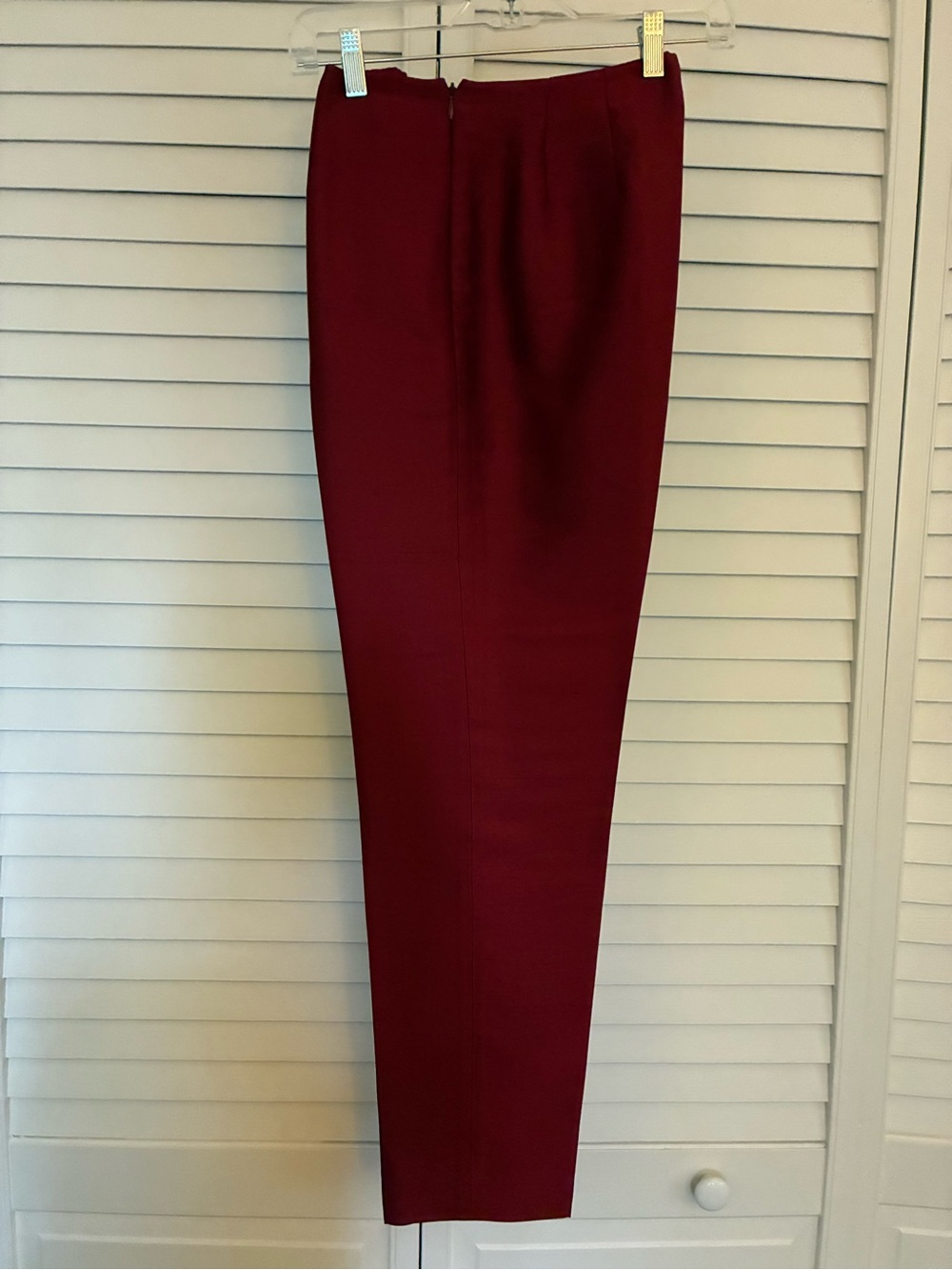 Women’s Burgundy Silk cigarette Dress Pants - Classic Tailored Fit